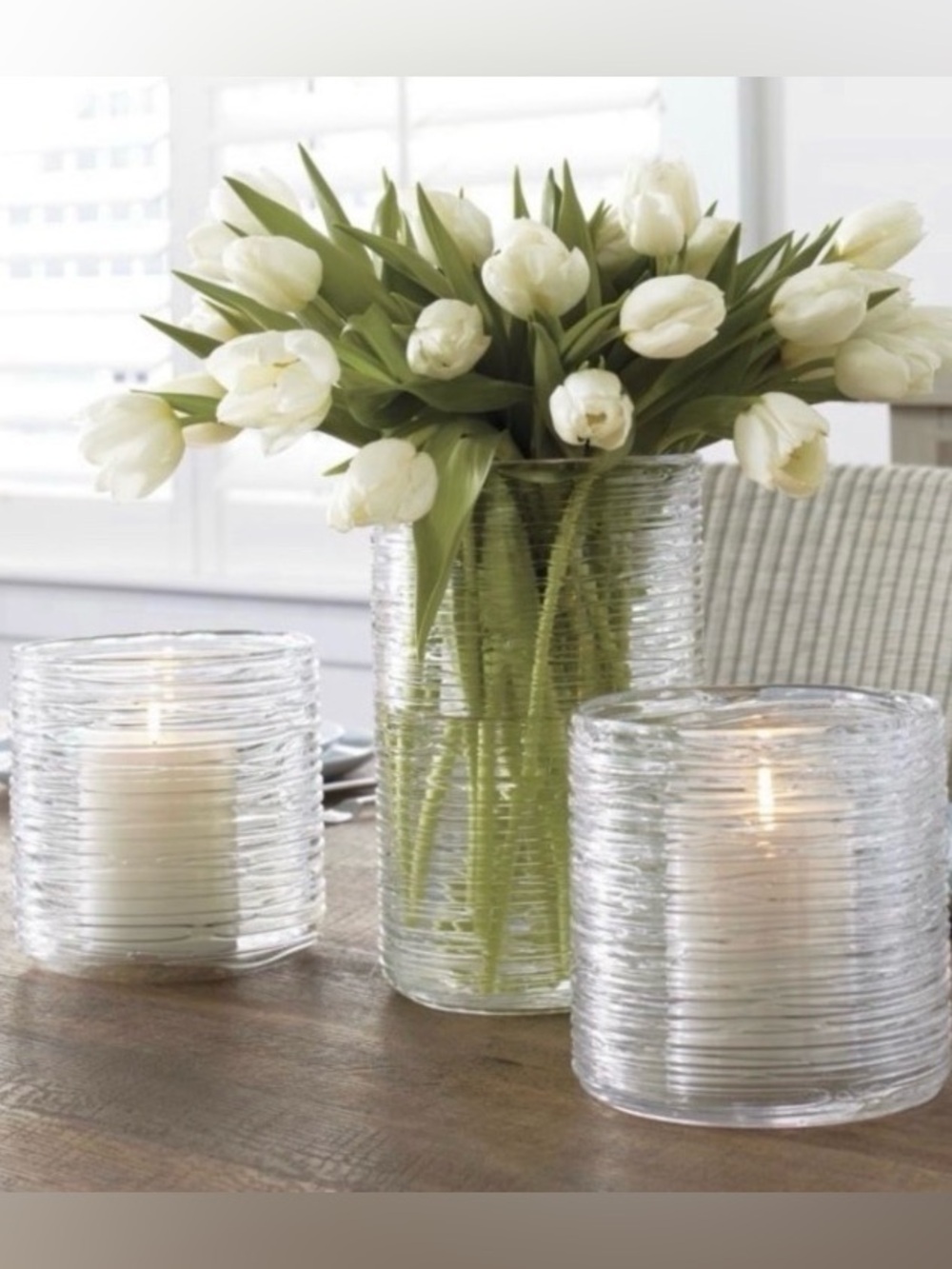 Crate & Barrel Spin Glass Candle Holders